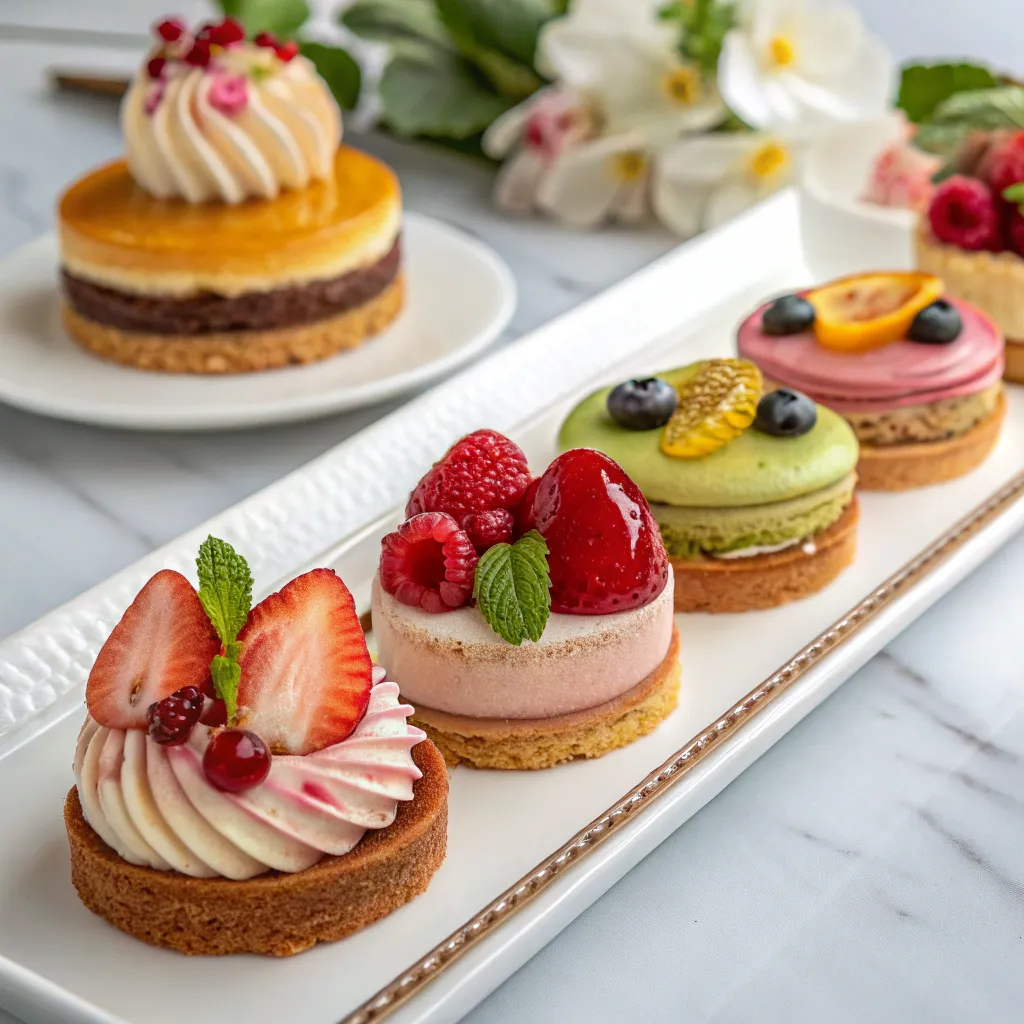 A selection of beautifully decorated French pastries